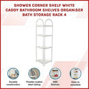 Shower Corner Shelf White Caddy Bathroom Shelves Organiser Bath Storage Rack 4 - RnR Galore