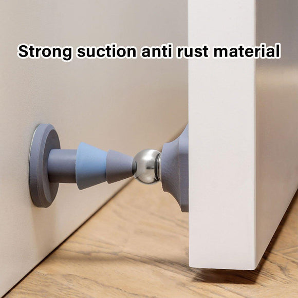 Silicone Silent Door Stopper with Suction Base and Secure Hold Catch Design - Grey - RnR Galore