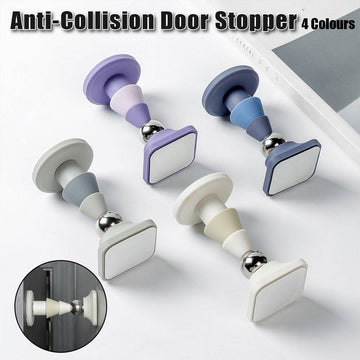 Silicone Silent Door Stopper with Suction Base and Secure Hold Catch Design - Grey - RnR Galore