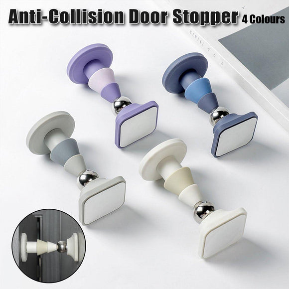Silicone Silent Door Stopper with Suction Base and Secure Hold Catch Design - Purple - RnR Galore
