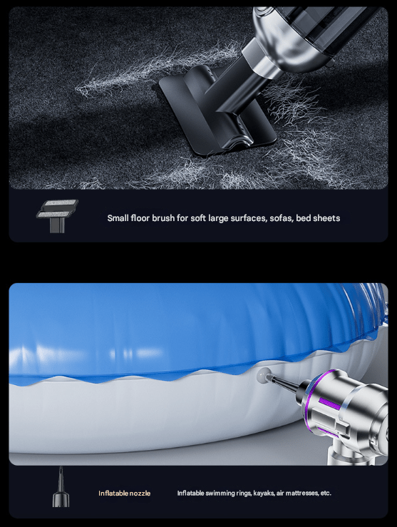 Silver and Purple 4 - in - 1 Cordless Handheld Vacuum Cleaner - Powerful 16KPa Suction with Brushless Motor, Blower & Air Pump - RnR Galore