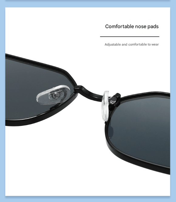 Silver Frame and Grey Lenses Modern Retro Geometric Sunglasses - Chic Metal Frame with UV400 Lenses and Black PU Leather Protective Case - RnR Galore