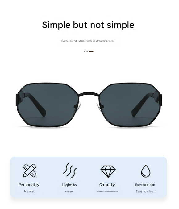 Silver Frame and Grey Lenses Modern Retro Geometric Sunglasses - Chic Metal Frame with UV400 Lenses and Black PU Leather Protective Case - RnR Galore