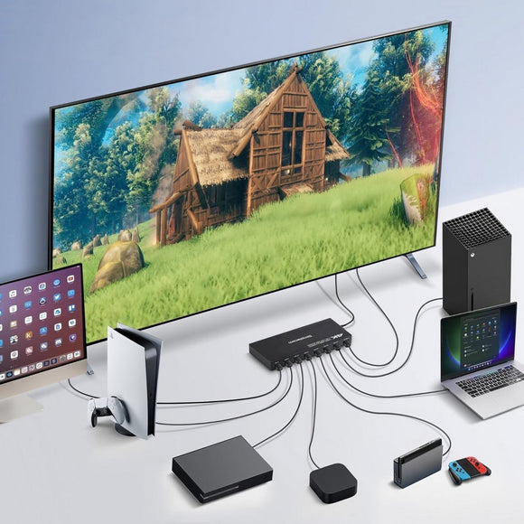 Simplecom CM317 7 - Port HDMI 2.0 Switch with Remote 7 IN 1 OUT Splitter HDCP 2.2 4K@60Hz - RnR Galore