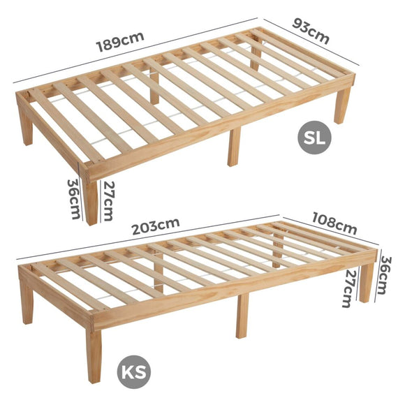 Single Size Warm Wooden Natural Bed Base Frame – King Single - RnR Galore