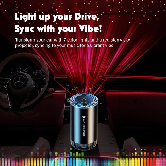 Smart Car Air Freshener with Starry Lights Projector: Automatic Aroma Diffuser, 3 Modes, Rechargeable for Car & Home - RnR Galore