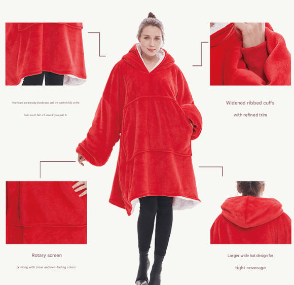 Snowman Oversized Wearable Blanket Hoodie - Ultra Soft & Cozy Snuggle Pullover for Adults - RnR Galore