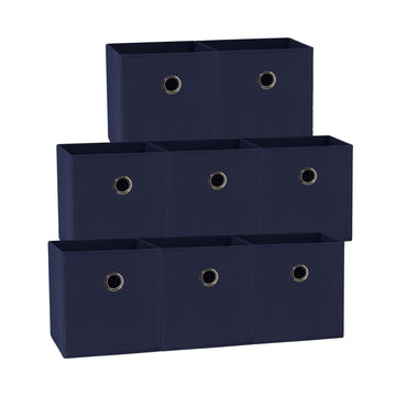 SORTI 27x28x27 CM Dark Blue 8 - Pack Foldable Storage Cubes - Fabric Bookcase Organizers for Toys and More - RnR Galore