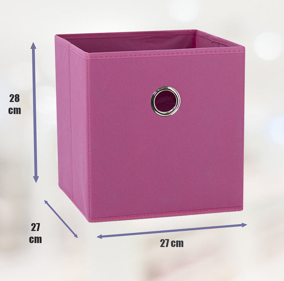 SORTI 27x28x27 CM Dark Pink 8 - Pack Foldable Storage Cubes - Fabric Bookcase Organizers for Toys and More - RnR Galore