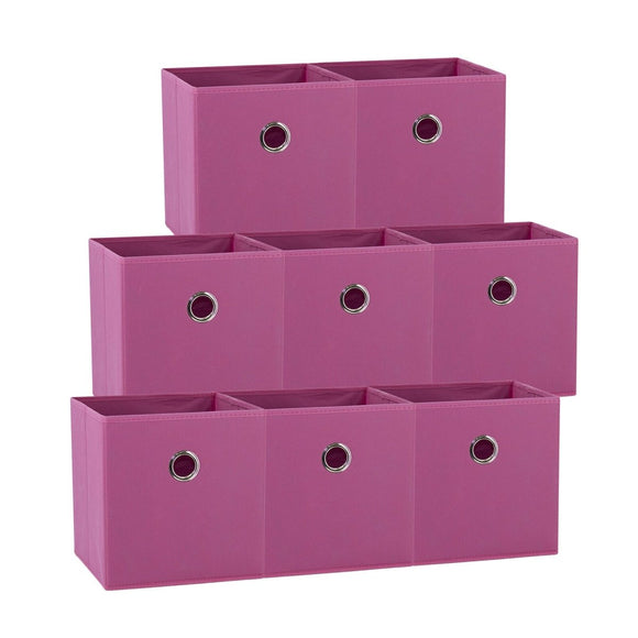 SORTI 27x28x27 CM Dark Pink 8 - Pack Foldable Storage Cubes - Fabric Bookcase Organizers for Toys and More - RnR Galore