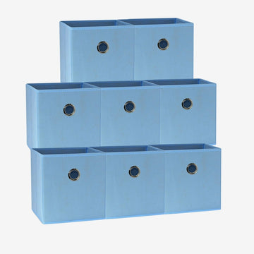 SORTI 27x28x27 CM Light Blue 8 - Pack Foldable Storage Cubes - Fabric Bookcase Organizers for Toys and More - RnR Galore