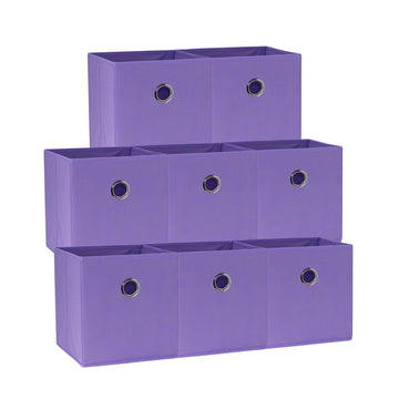 SORTI 27x28x27 CM Light Purple 8 - Pack Foldable Storage Cubes - Fabric Bookcase Organizers for Toys and More - RnR Galore
