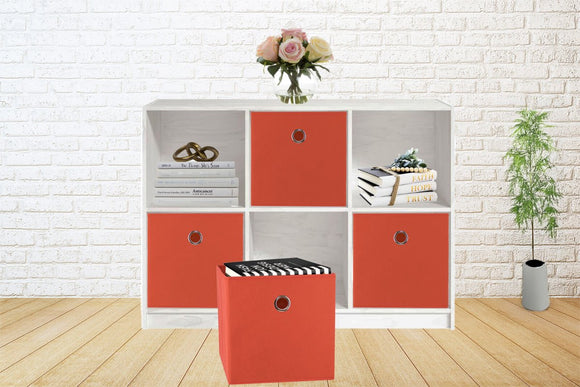 SORTI 27x28x27 CM Red 8 - Pack Foldable Storage Cubes - Fabric Bookcase Organizers for Toys and More - RnR Galore