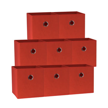 SORTI 27x28x27 CM Red 8 - Pack Foldable Storage Cubes - Fabric Bookcase Organizers for Toys and More - RnR Galore