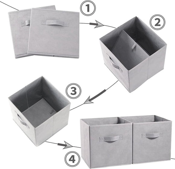 SORTI 27x28x27 CM White 8 - Pack Foldable Storage Cubes - Fabric Bookcase Organizers for Toys and More - RnR Galore