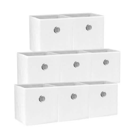 SORTI 27x28x27 CM White 8 - Pack Foldable Storage Cubes - Fabric Bookcase Organizers for Toys and More - RnR Galore