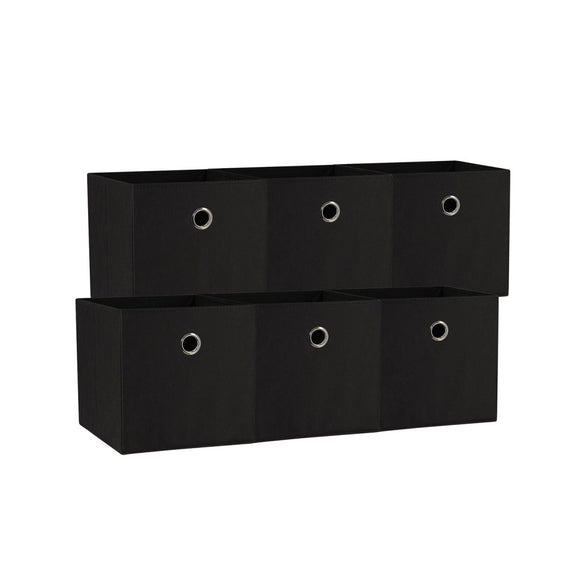 SORTI 33x33x27 CM Black 6 - Pack Foldable Storage Cubes - Fabric Bookcase Organizers for Toys and More - RnR Galore