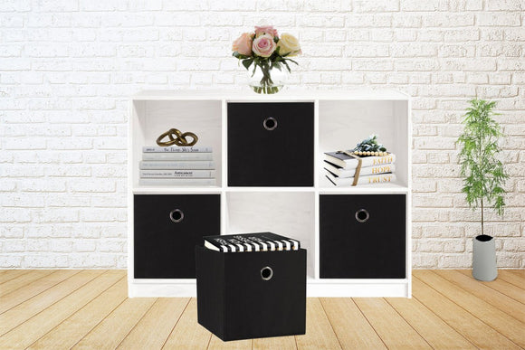SORTI 33x33x27 CM Black 6 - Pack Foldable Storage Cubes - Fabric Bookcase Organizers for Toys and More - RnR Galore