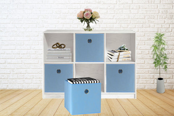 SORTI 33x33x27 CM Blue 6 - Pack Foldable Storage Cubes - Fabric Bookcase Organizers for Toys and More - RnR Galore