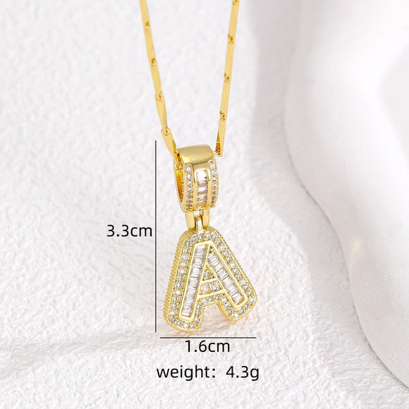 Sparkling Cubic Zirconia Initial Letter Necklace Set - Gold Plated Two - Piece Design(D) - RnR Galore