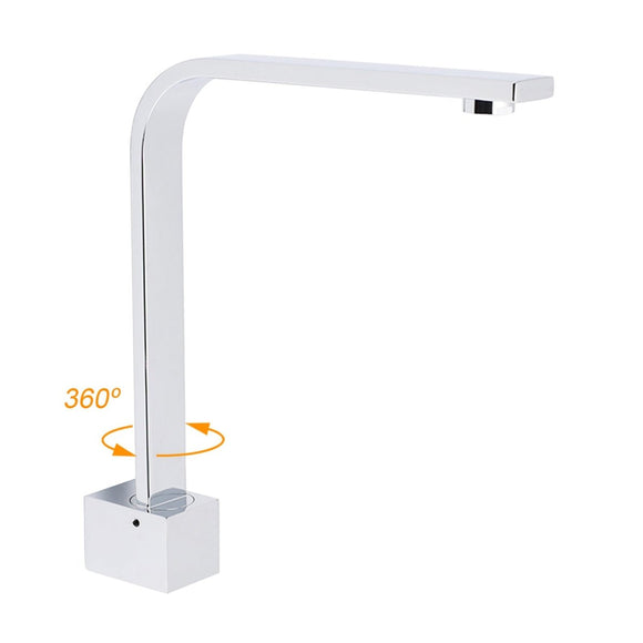Square Chrome Gooseneck Arm Wall Mounted Swivel Bathtub Spout Faucet Outlet Set - RnR Galore