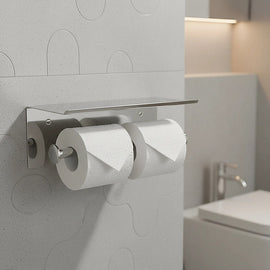 Stainless Steel Double Toilet Paper Holder Towel Roll Tissue Rack Storage Shelf - RnR Galore