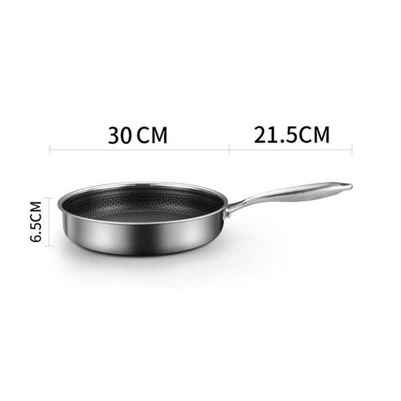 Stainless Steel Frying Pan Non - Stick Cooking Frypan Cookware 30cm Honeycomb Single Sided without lid - RnR Galore