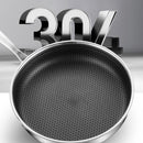 Stainless Steel Frying Pan Non - Stick Cooking Frypan Cookware 30cm Honeycomb Single Sided without lid - RnR Galore