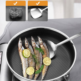 Stainless Steel Frying Pan Non - Stick Cooking Frypan Cookware 32cm Honeycomb Double Sided - RnR Galore