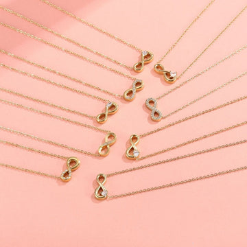 Style 8 Gold Infinity Necklace for Women - Dainty Titanium Steel Pendant with Sparkling Cubic Zirconia - RnR Galore