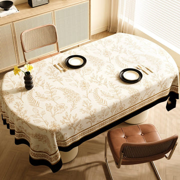Style A Black and Beige Premium PVC Tablecloth - Oil & Water Resistant Table Cover for Dining Tables (120 x 180 cm) - RnR Galore