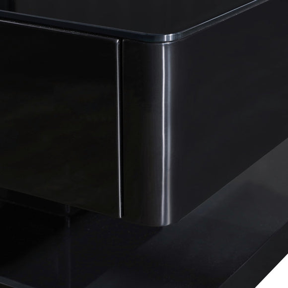 Stylish Coffee Table High Gloss Finish in Shiny Black Colour with 4 Drawers Storage - RnR Galore