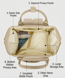 Stylish Mom Backpack with Insulated Bottle Pocket – Multi - Compartment Diaper Bag, Anti - Theft Phone Pocket, Large Capacity Baby Organizer, Travel Backpack for Moms (Apricot) - RnR Galore