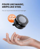 Suction Phone Mount for Car Dashboard/Windshield - 360°Adjustable Magnetic Phone Holder for Car, Foldable Car Phone Holder for iPhone Series (Carbon Fiber & Aluminum Alloy) - RnR Galore