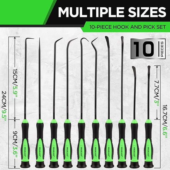 SWANLAKE 10 - Piece Pick and Hook Set, Pick Tool Set for Car Auto Oil Seal/O - Ring Seal Gasket Pick Mini Hooks Puller Remover - RnR Galore