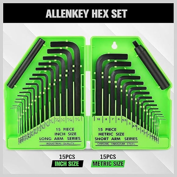 SWANLAKE 32PCS Hex Key Set, Allen Wrench Set Inch/Metric MM(0.7mm - 10mm) SAE(0.028" - 3/8) - RnR Galore