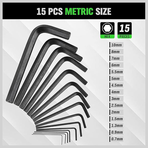 SWANLAKE 32PCS Hex Key Set, Allen Wrench Set Inch/Metric MM(0.7mm - 10mm) SAE(0.028" - 3/8) - RnR Galore