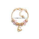 Sweet Style Crystal Rhinestone Gold Star Moon Pendant Cute Pink Bead Bracelet(17cm) - RnR Galore