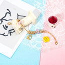 Sweet Style Crystal Rhinestone Gold Star Moon Pendant Cute Pink Bead Bracelet(18cm) - RnR Galore