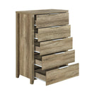 Tallboy with 5 Storage Drawers Natural Wood like MDF in Oak Colour - RnR Galore