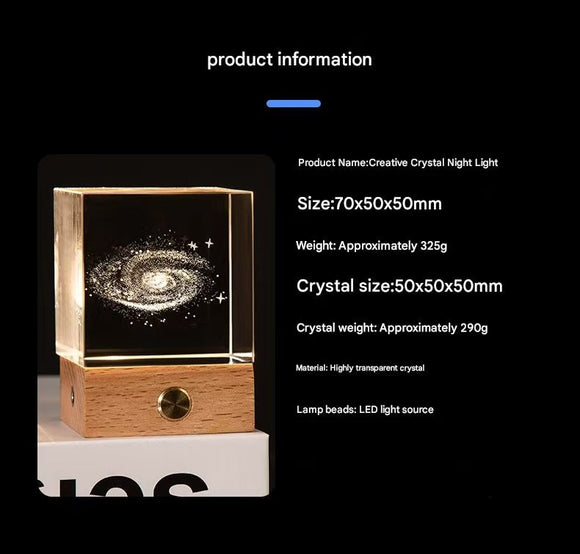 The Big Dipper Luminous 3D Crystal Cube Night Light - Laser Engraved Artwork with Solid Wood Base - RnR Galore