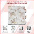 Tiles 3D Peel and Stick Wall Tile Shell Mosaic 10 Sheets - RnR Galore