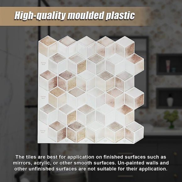 Tiles 3D Peel and Stick Wall Tile Shell Mosaic 10 Sheets - RnR Galore