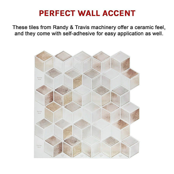 Tiles 3D Peel and Stick Wall Tile Shell Mosaic 10 Sheets - RnR Galore