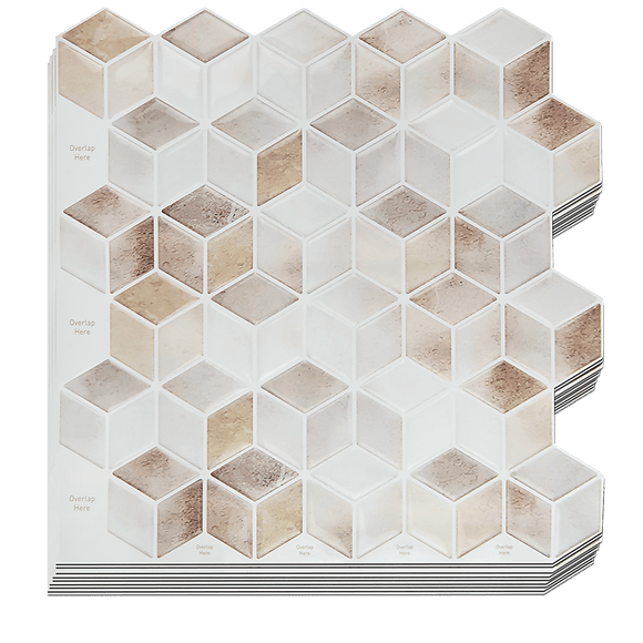 Tiles 3D Peel and Stick Wall Tile Shell Mosaic 10 Sheets - RnR Galore