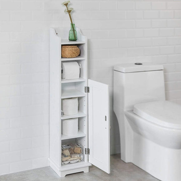 Toilet Paper Holder with Storage, Freestanding Cabinet, Toilet Brush Holder and Toilet Paper Dispenser 20x100x18 cm - RnR Galore
