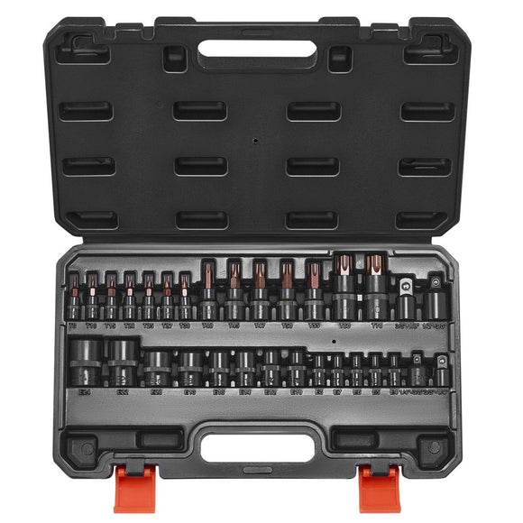 Torx Bit Socket and External Torx Socket Set 31 - Piece T8 - T70 and E4 - E24 Steel - RnR Galore