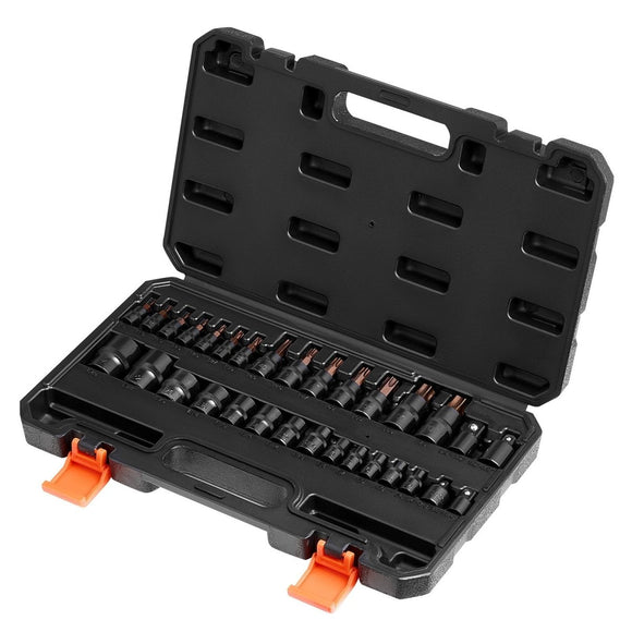 Torx Bit Socket and External Torx Socket Set 31 - Piece T8 - T70 and E4 - E24 Steel - RnR Galore
