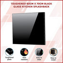Toughened 60cm x 70cm Black Glass Kitchen Splashback - RnR Galore