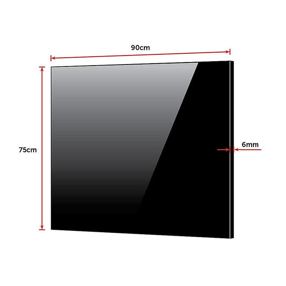 Toughened 60cm x 70cm Black Glass Kitchen Splashback - RnR Galore